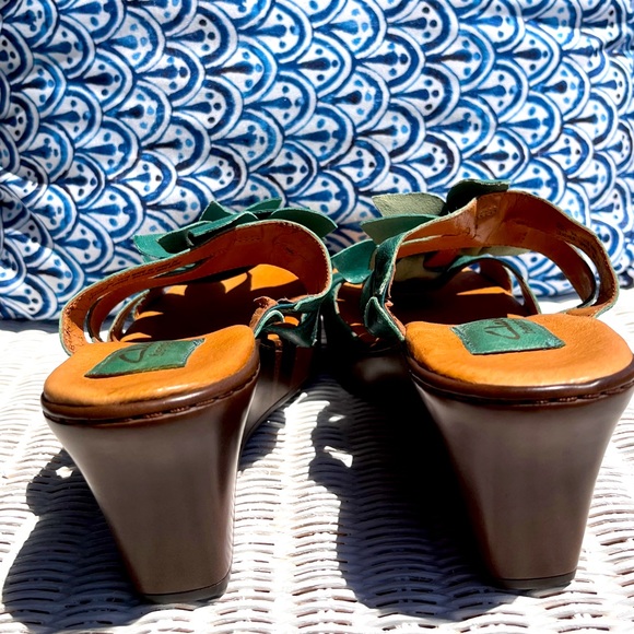 A Spring in Your Step!  CLARKS (NWOT, Sz 8) Sea Green Wedge Platform Sandals - Picture 5 of 7